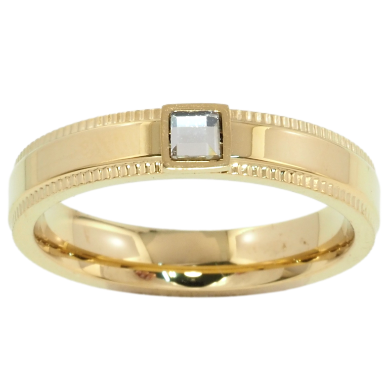 Кольцо Xuping TTM Stainless Steel Цвет 14К Узор с цирконием, шир. 4мм фото №1