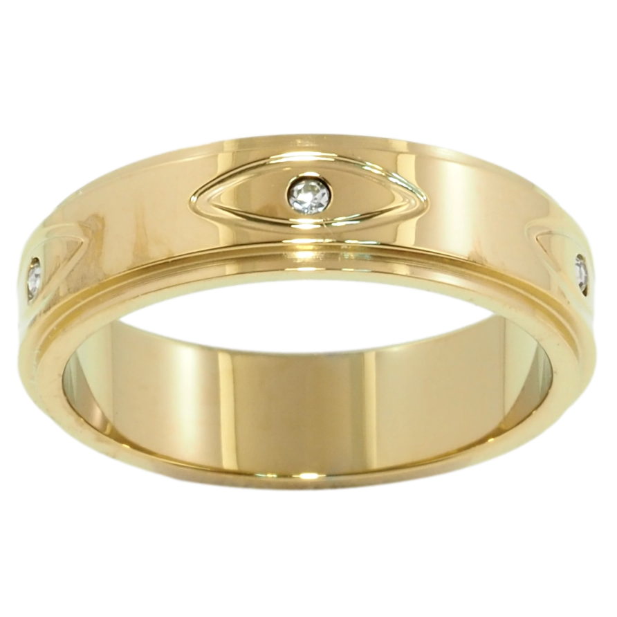 Кольцо Xuping TTM Stainless Steel Цвет 14К Узор с вставками циркония, шир. 5.5мм фото №1