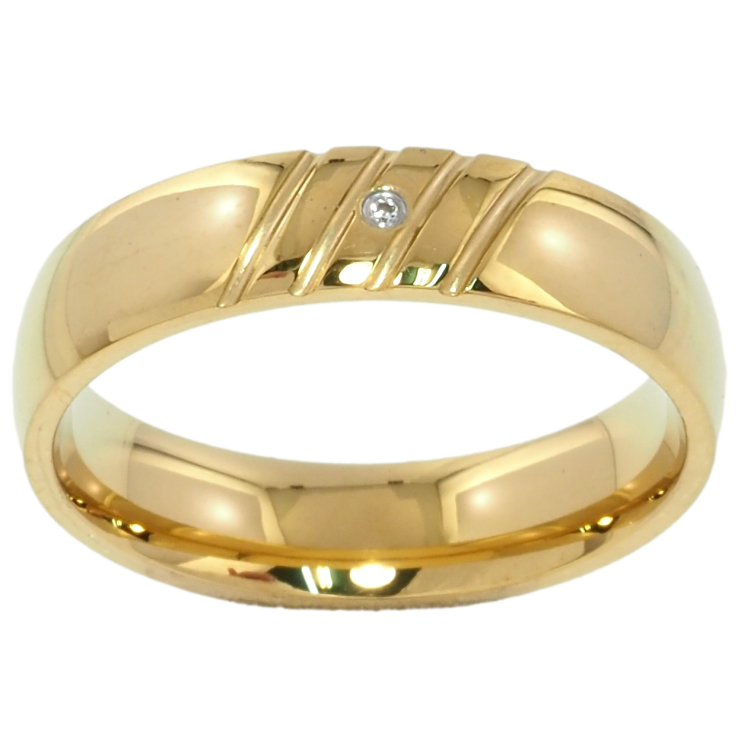 Каблучка Xuping TTM Stainless Steel Колір 14К Візерунок з цирконієм, шир. 5мм фото №2