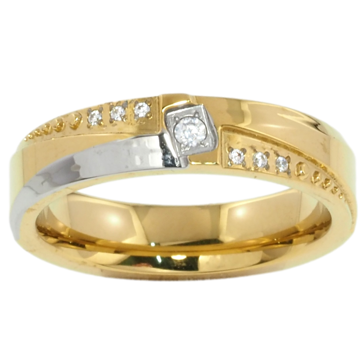 Кольцо Xuping TTM Stainless Steel Цвет Родий + 14К Узор с цирконием, шир. 5мм фото №22