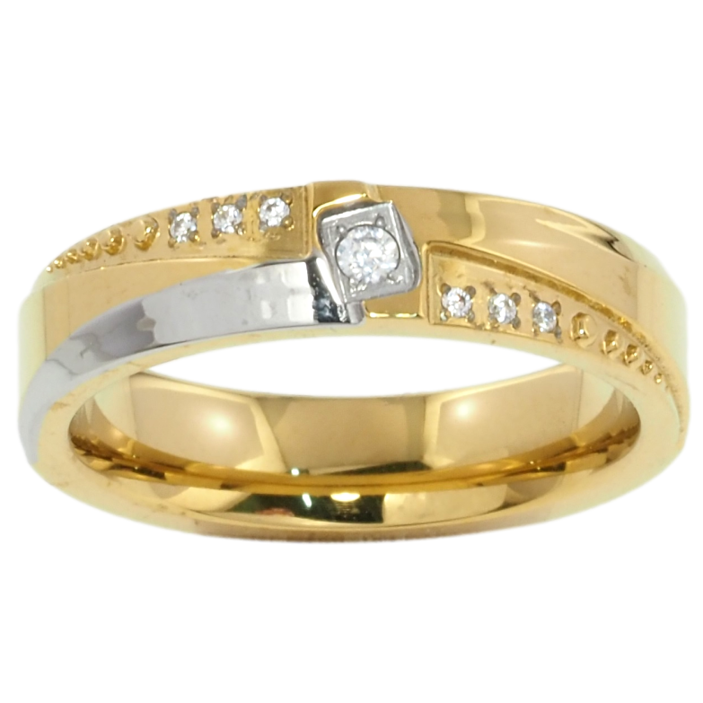 Кольцо Xuping TTM Stainless Steel Цвет Родий + 14К Узор с цирконием, шир. 5мм фото №13