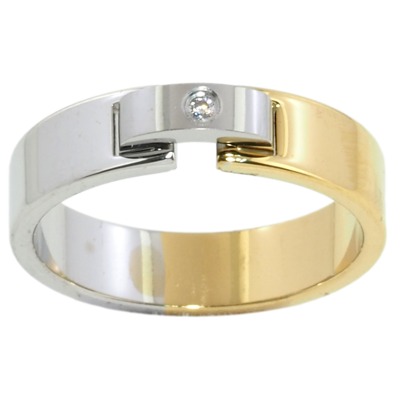 Каблучка Xuping TTM Stainless Steel Колір Родій + 14К Візерунок з цирконієм, шир. 5мм фото №1