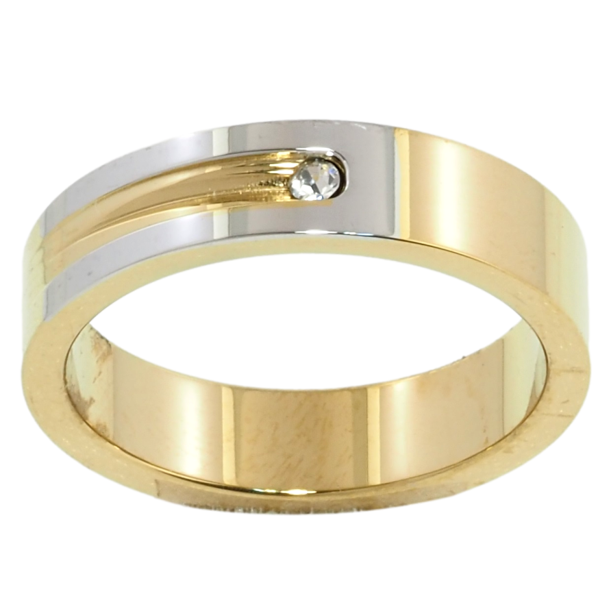 Кольцо Xuping TTM Stainless Steel Цвет Родий + 14К Узор с цирконием, шир. 5мм фото №1