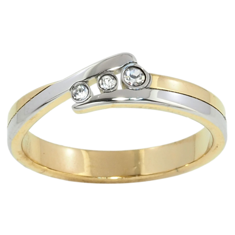 Каблучка Xuping TTM Stainless Steel Колір Родій + 14К Візерунок з цирконієм фото №4