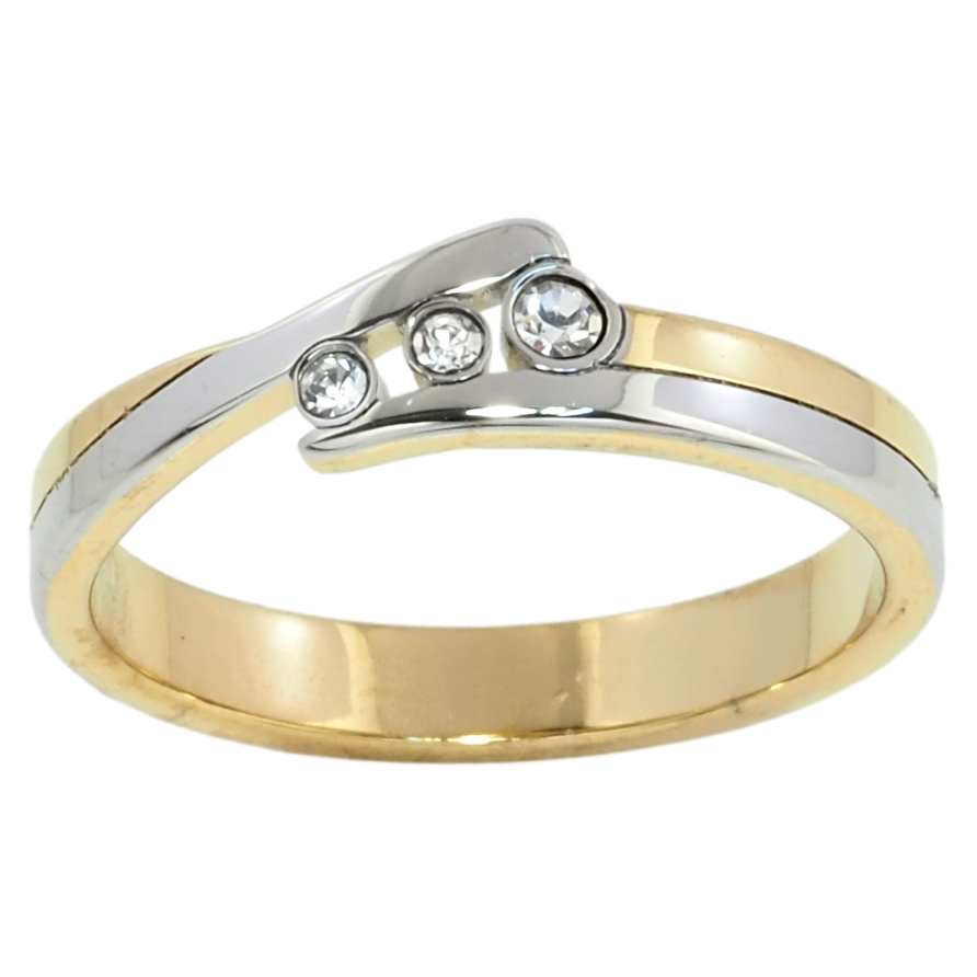 Каблучка Xuping TTM Stainless Steel Колір Родій + 14К Візерунок з цирконієм фото №1