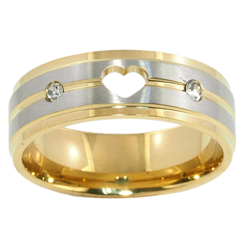 Кольцо Xuping TTM Stainless Steel Цвет Родий + 14К Узор сердечко с цирконием, шир. 7мм фото №4