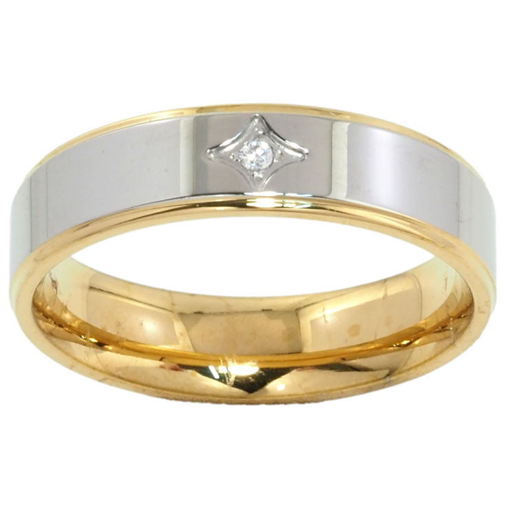 Кольцо Xuping TTM Stainless Steel Цвет Родий + 14К Узор с цирконием, шир. 5.5мм фото №18