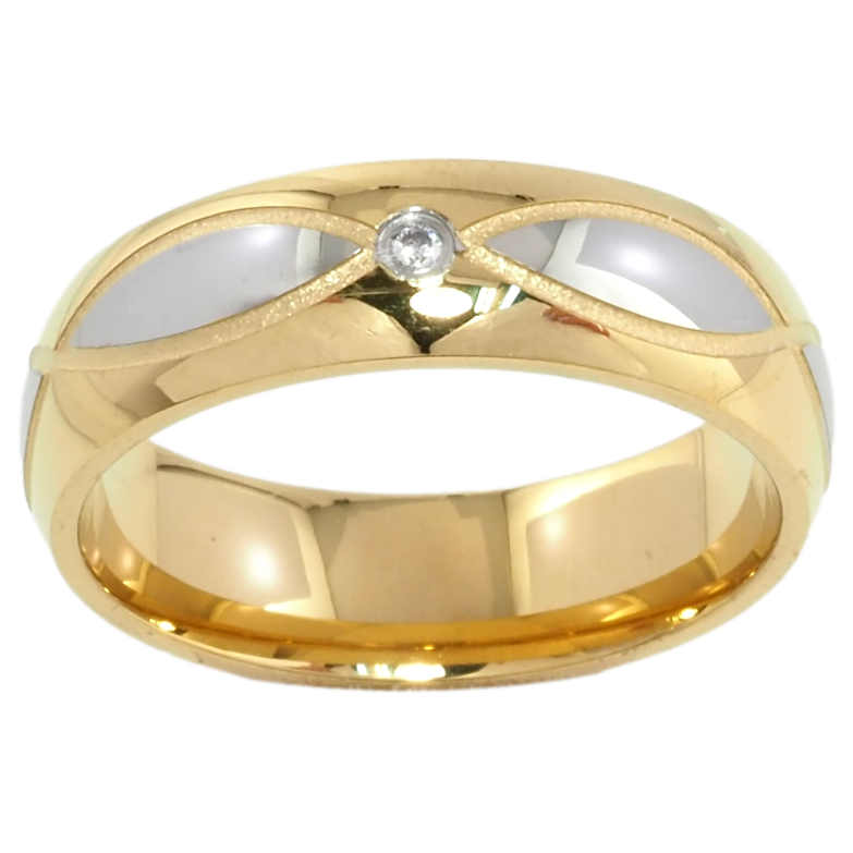 Кольцо Xuping TTM Stainless Steel Цвет Родий + 14К Узор с цирконием, шир. 6мм фото №5