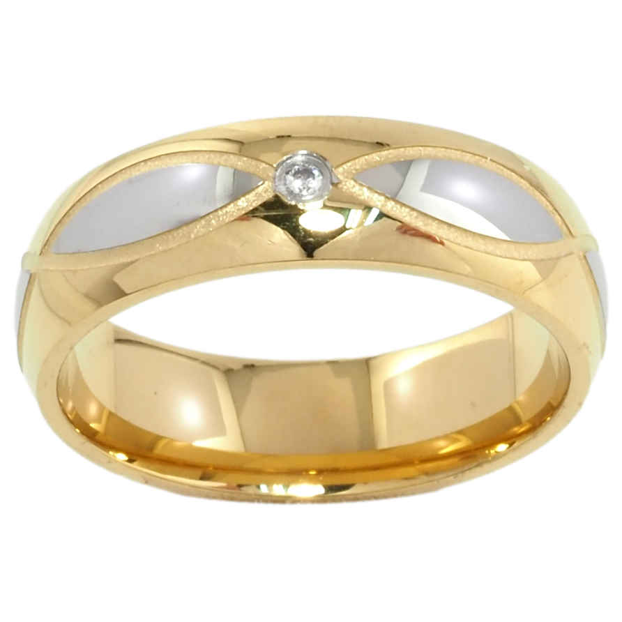 Кольцо Xuping TTM Stainless Steel Цвет Родий + 14К Узор с цирконием, шир. 6мм фото №1