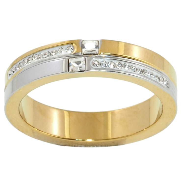 Кольцо Xuping TTM Stainless Steel Цвет Родий + 14К Узор дорожками циркония, шир. 5.5мм фото №24