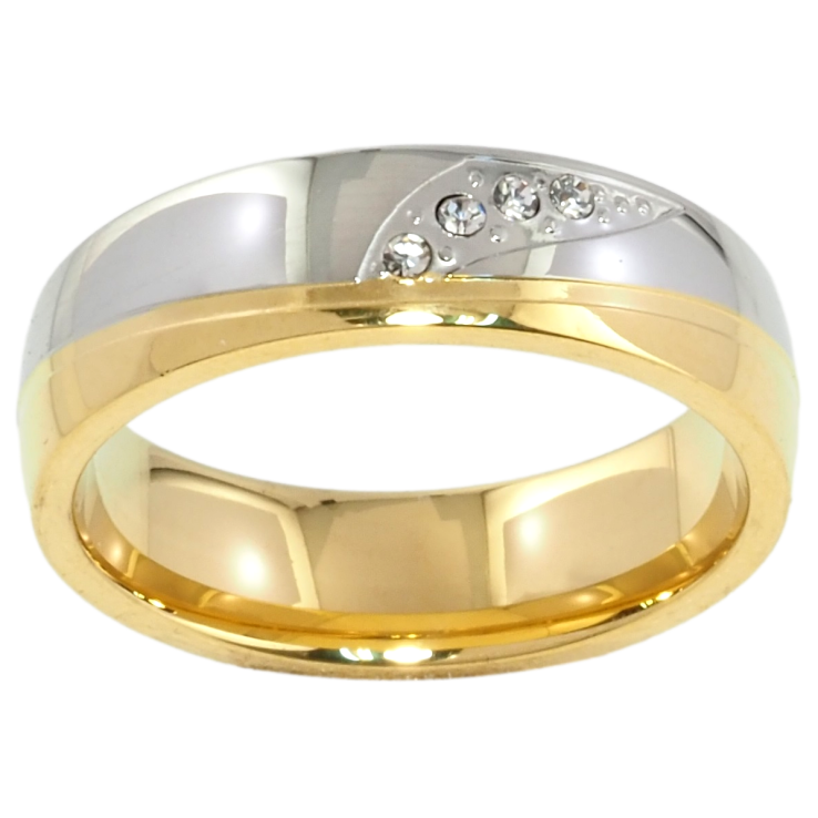 Кольцо Xuping TTM Stainless Steel Цвет Родий + 14К Узор с цирконием, шир. 6мм фото №10