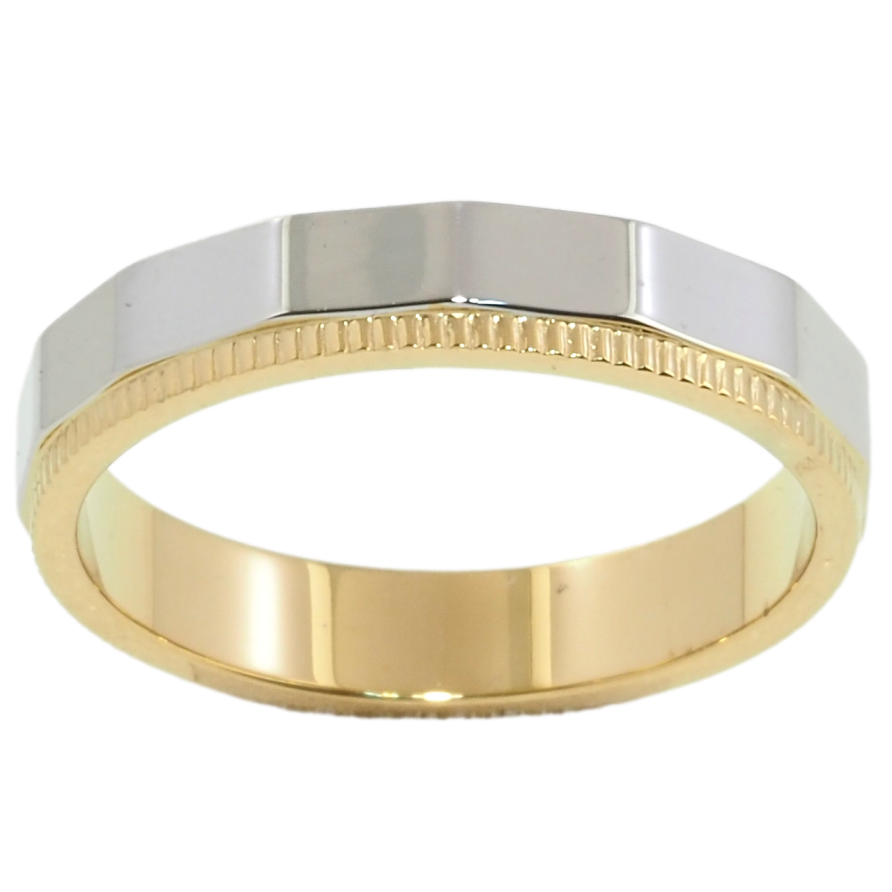 Каблучка Xuping TTM Stainless Steel Колір Родій + 14К Обручка з візерунком, шир. 4мм фото №1