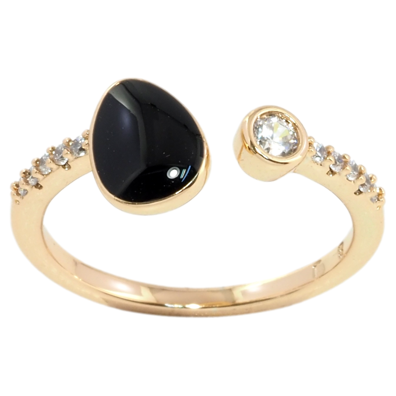 Кольцо Xuping Позолота 18K Дорожка циркония с черной эмалью фото №1