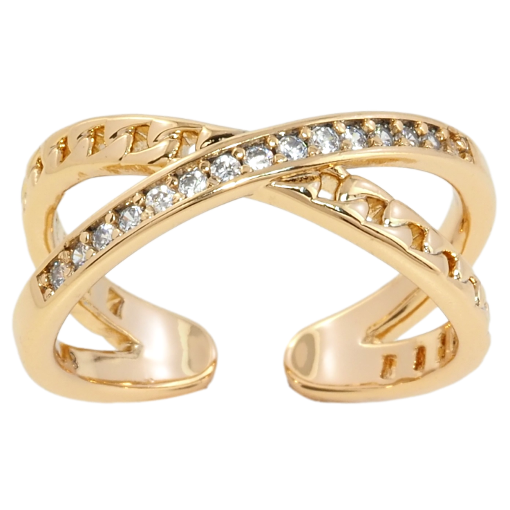 Кольцо Xuping Позолота 18K Дорожка циркония с цепочкой фото №9