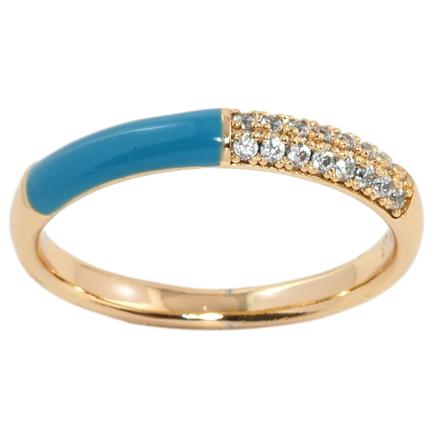 Кольцо Xuping Позолота 18K Инкрустация цирконием с голубой эмалью фото №1