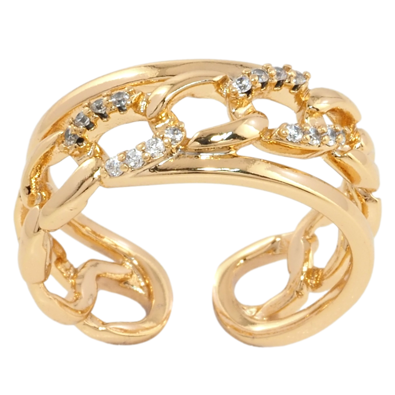 Кольцо Xuping Позолота 18K Узор цепочка с цирконием фото №1