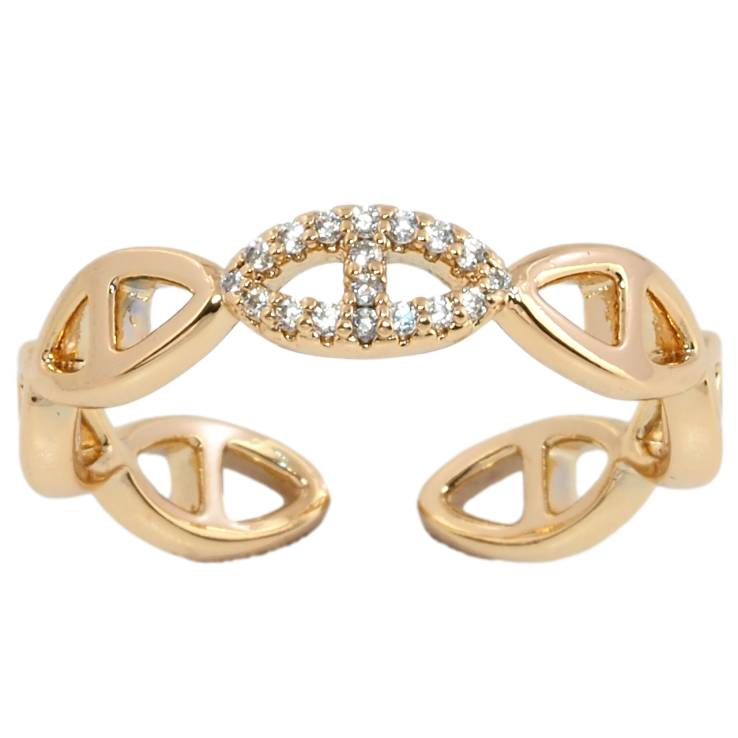 Кольцо Xuping Позолота 18K Узор цепочка с цирконием фото №23