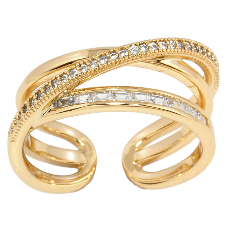 Кольцо Xuping Позолота 18K Узор из дорожек циркония фото №1