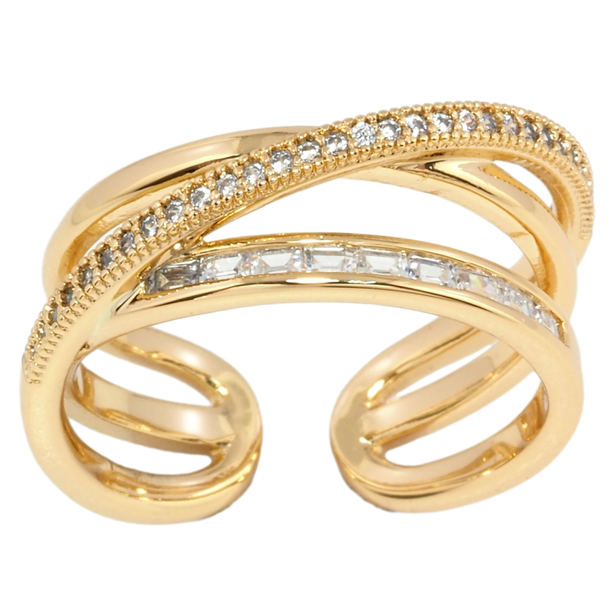 Кольцо Xuping Позолота 18K Узор из дорожек циркония фото №1