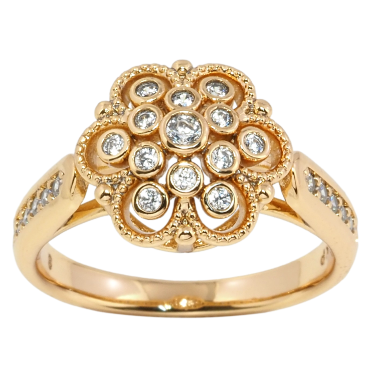 Кольцо Xuping Позолота 18K Цветочек с цирконием фото №22