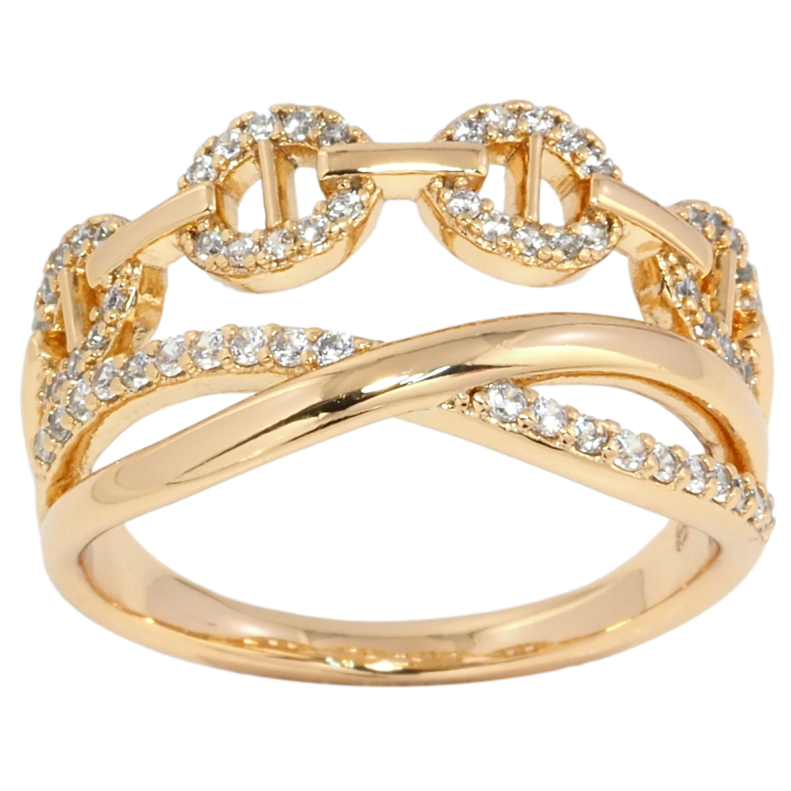 Кольцо Xuping Позолота 18K Декоративный узор цепочка с цирконием фото №1