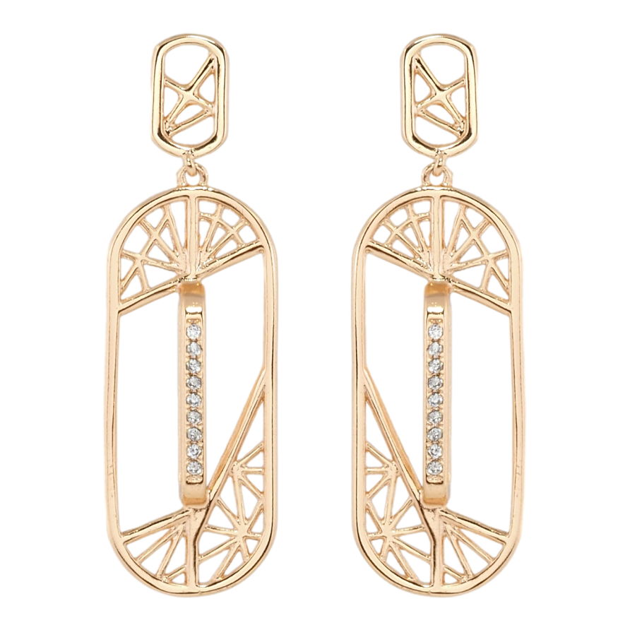 Сережки Xuping M&L Колір 18K пусети Різьблені підвіски з доріжками цирконію фото №1