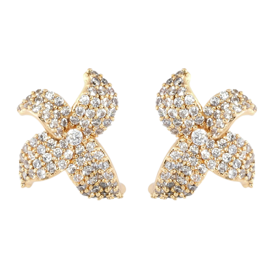 Серьги Xuping M&L Цвет 18K пусеты Цветочки с инкрустацией цирконием фото №1