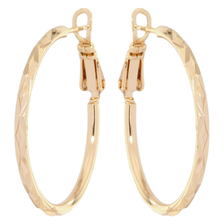 Сережки Xuping M&L Колір 18K кільця (конго) Візерунок насічками ø 3см фото №2