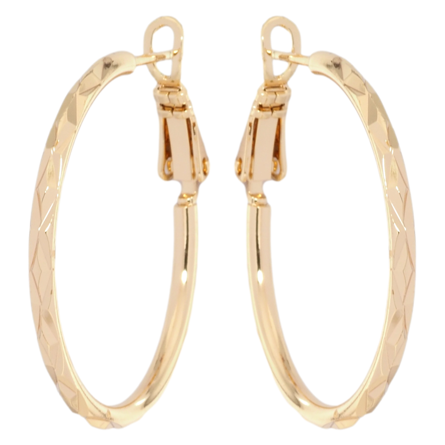 Сережки Xuping M&L Колір 18K кільця (конго) Візерунок насічками ø 3см фото №1