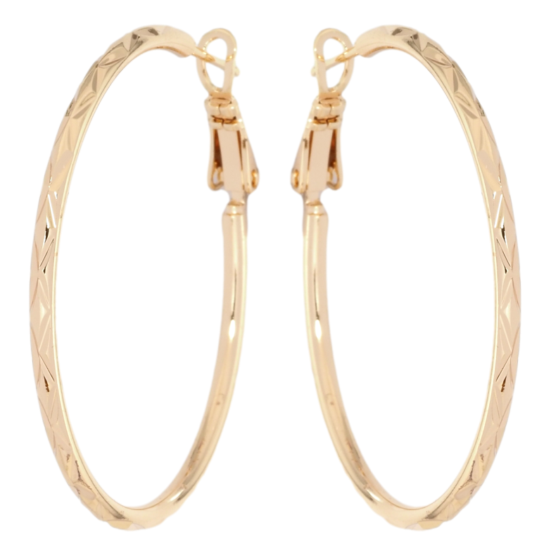 Серьги Xuping M&L Цвет 18K кольца (конго) Узор насечками ø 4см фото №1