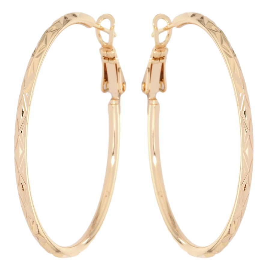 Сережки Xuping M&L Колір 18K кільця (конго) Візерунок насічками ø 4см фото №1