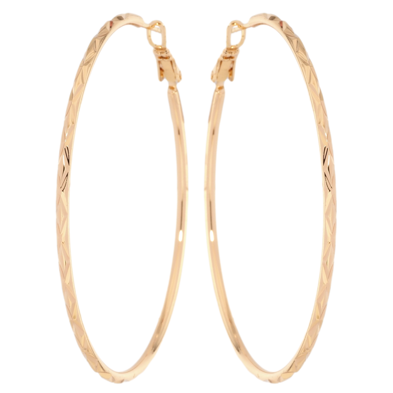 Сережки Xuping M&L Колір 18K кільця (конго) Візерунок насічками ø 6.1см фото №8