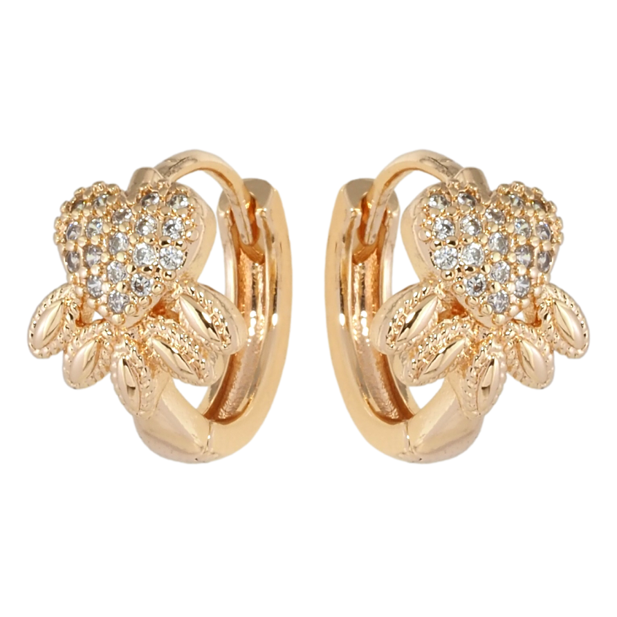 Серьги Xuping M&L Цвет 18K колечки Декоративные сердечки с цирконием фото №1