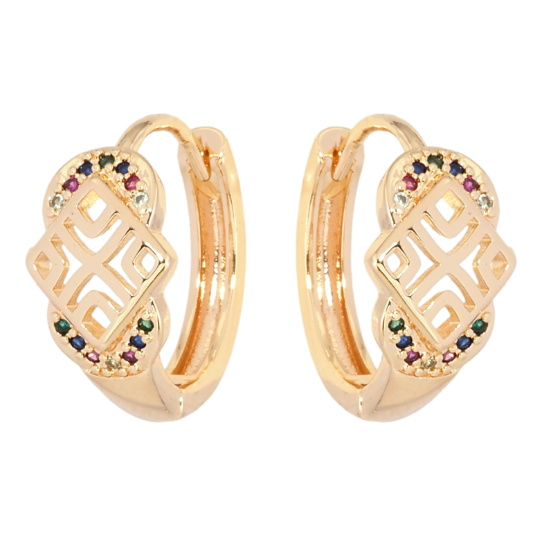 Серьги Xuping M&L Цвет 18K колечки Узор с разноцветным цирконием фото №1