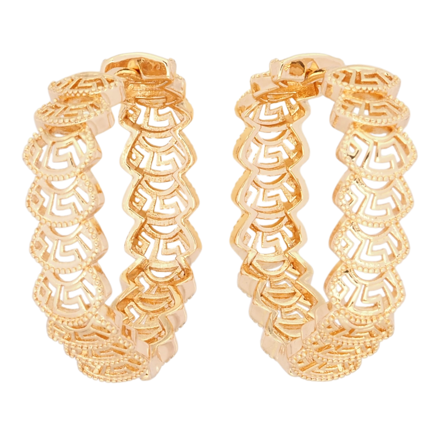 Серьги Xuping M&L Цвет 18K колечки Резной узор фото №1