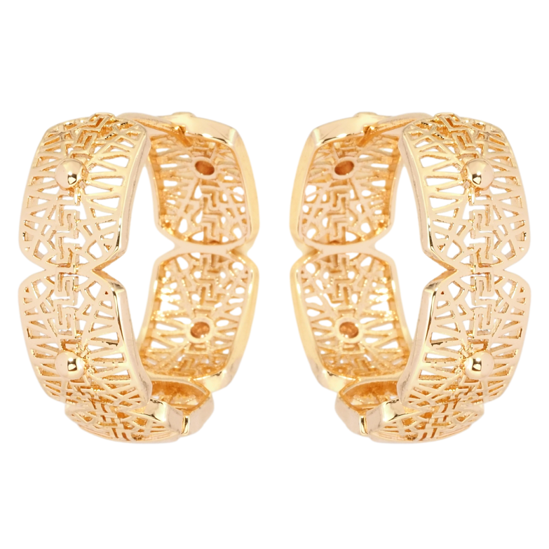 Серьги Xuping M&L Цвет 18K колечки Декоративный резной узор фото №1