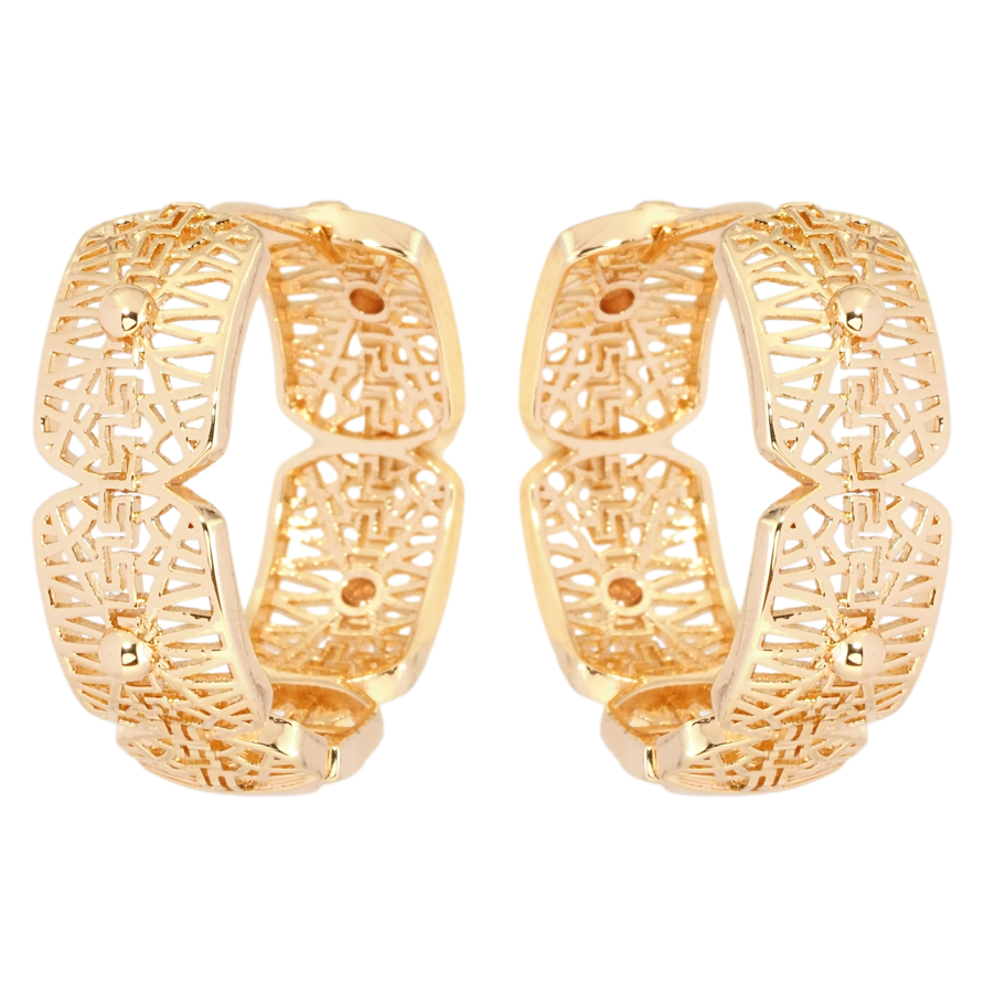 Серьги Xuping M&L Цвет 18K колечки Декоративный резной узор фото №1