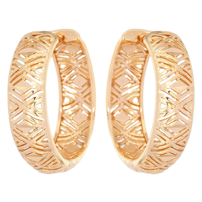 Серьги Xuping M&L Цвет 18K колечки Декоративный резной узор фото №1