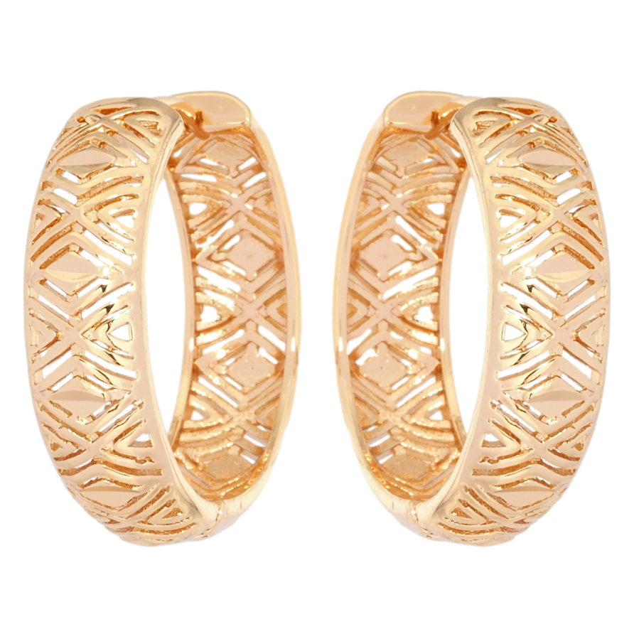 Серьги Xuping M&L Цвет 18K колечки Декоративный резной узор фото №1