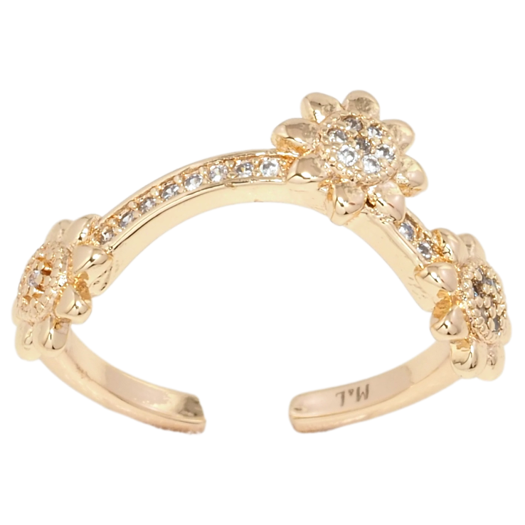Каблучка Xuping M&L Колір 18К Доріжка цирконію з квіточками фото №7