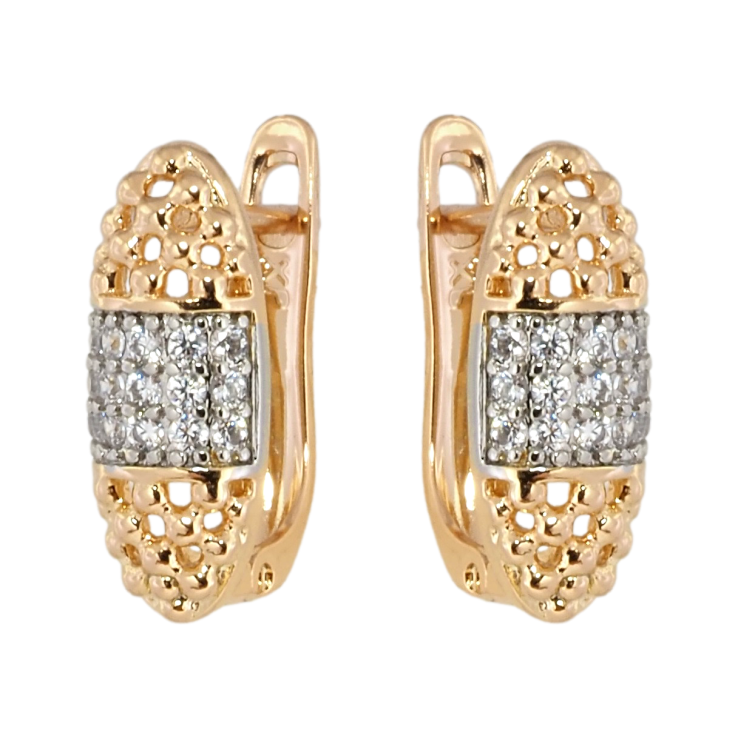 Серьги Xuping Позолота 18K + Родий английский замок Овалы с инкрустацией цирконием фото №3 Серьги Xuping Позолота 18K + Родий английский замок Овалы с инкрустацией цирконием фото №3