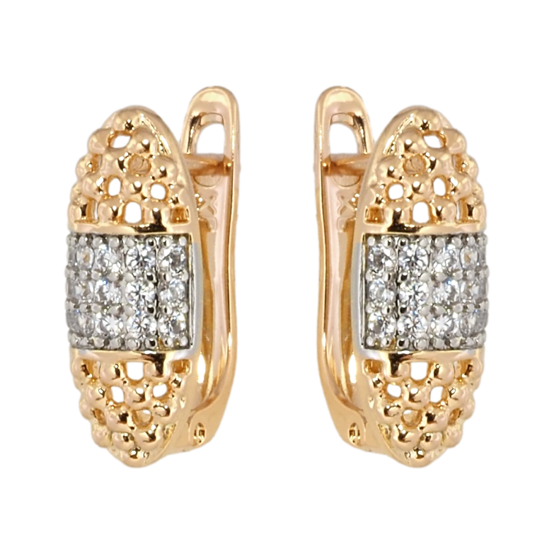 Сережки Xuping Позолота 18K + Родій англійський замок Овали з інкрустацією цирконієм фото №1