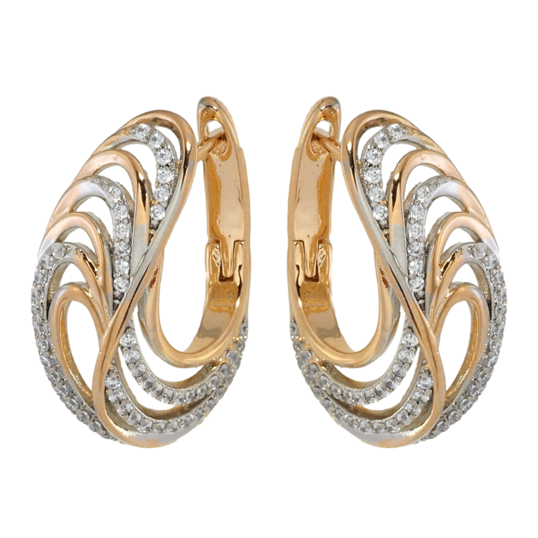 Сережки Xuping Позолота 18K + Родій англійський замок Візерунок з цирконієм фото №1