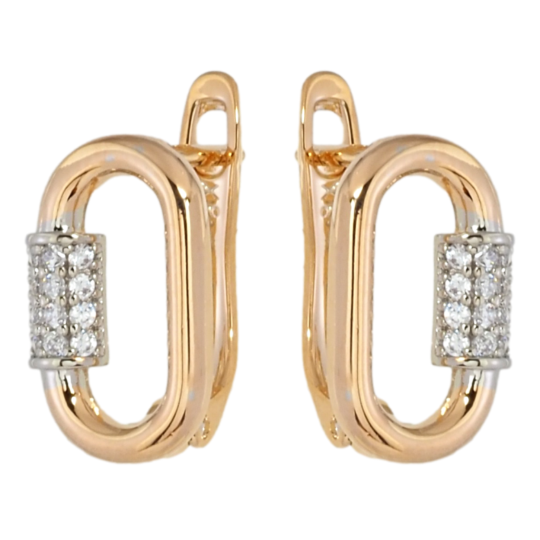 Серьги Xuping Позолота 18K + Родий английский замок Овалы с цирконием фото №8