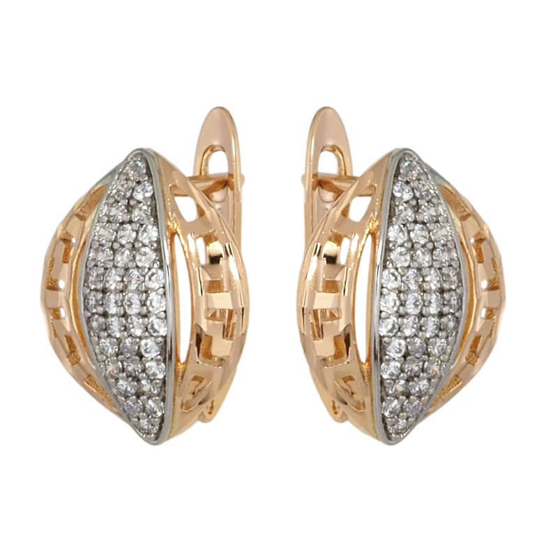 Сережки Xuping Позолота 18K + Родій англійський замок Візерунок з інкрустацією цирконієм фото №1