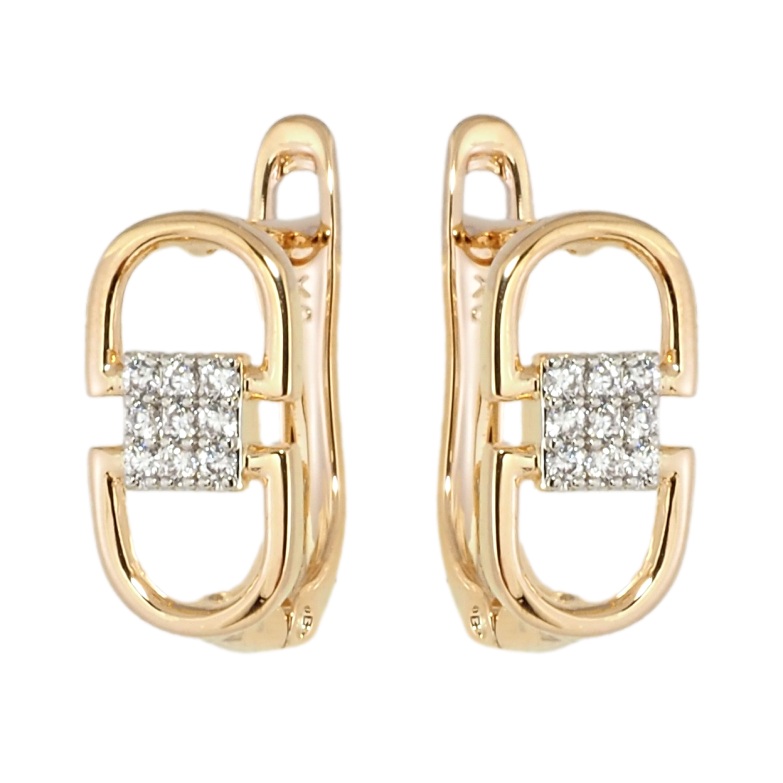 Серьги Xuping Позолота 18K + Родий английский замок Узор с инкрустацией цирконием фото №1