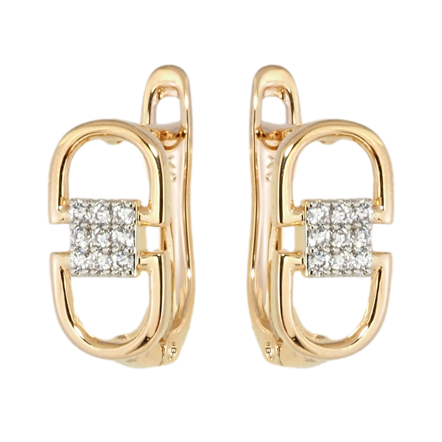 Серьги Xuping Позолота 18K + Родий английский замок Узор с инкрустацией цирконием фото №1