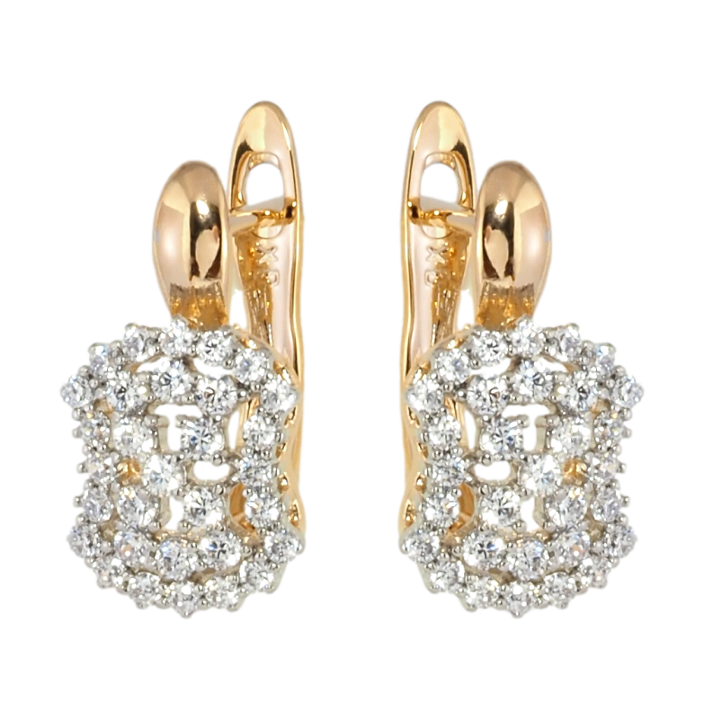Серьги Xuping Позолота 18K + Родий английский замок Инкрустация цирконием фото №1