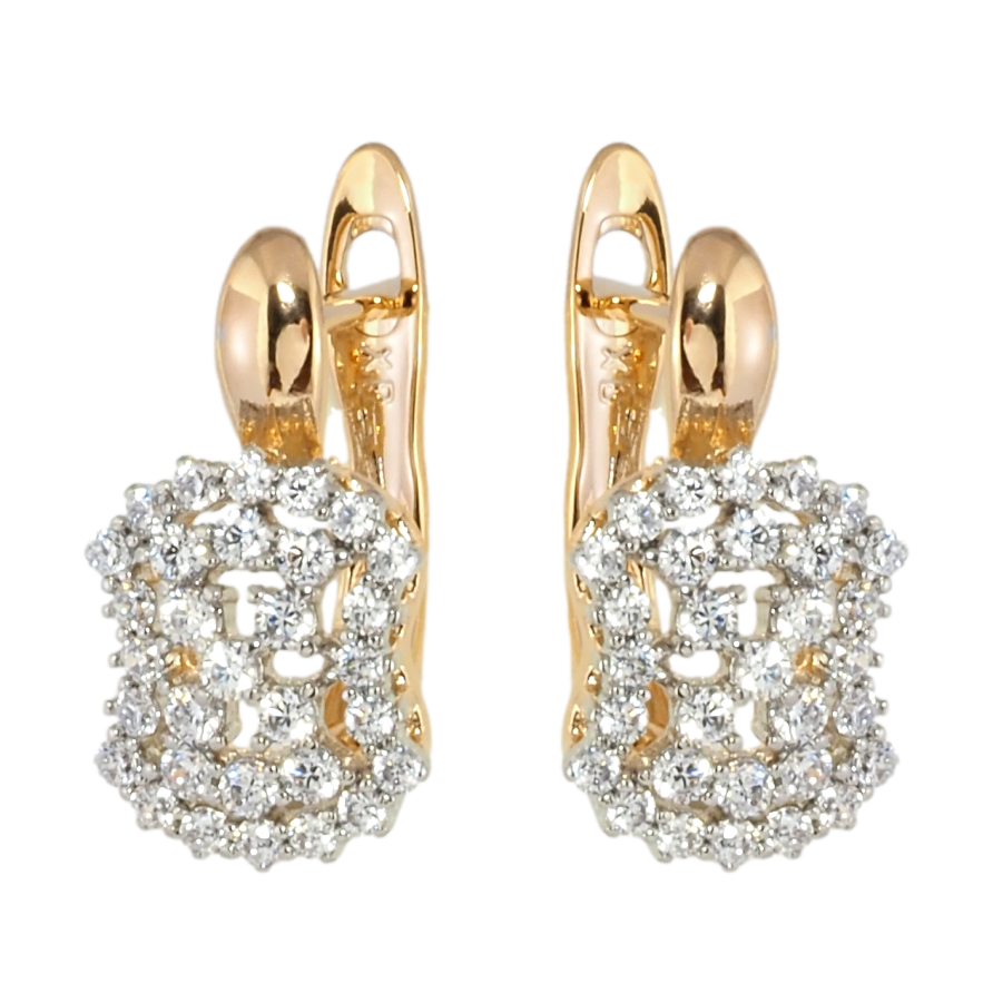 Серьги Xuping Позолота 18K + Родий английский замок Инкрустация цирконием фото №1