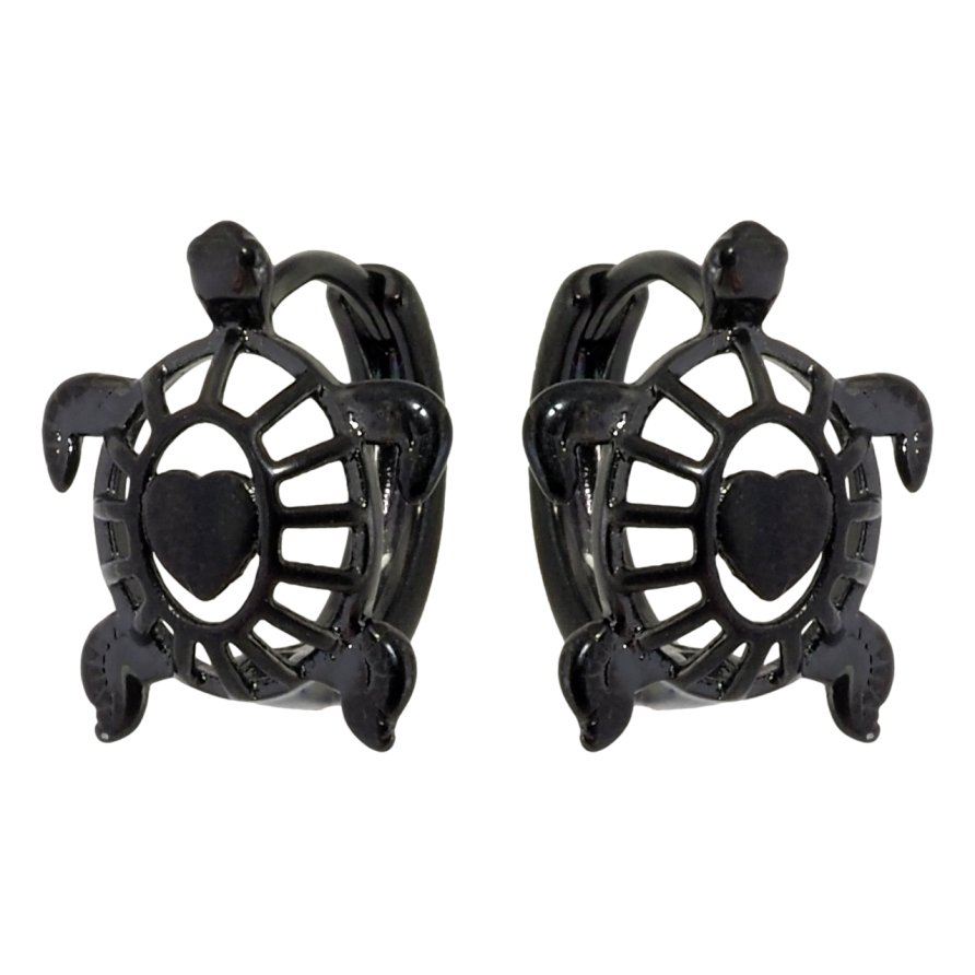 Сережки Xuping Позолота Black (чорне золото) колечка Черепашки фото №1 Сережки Xuping Позолота Black (чорне золото) колечка Черепашки фото №1